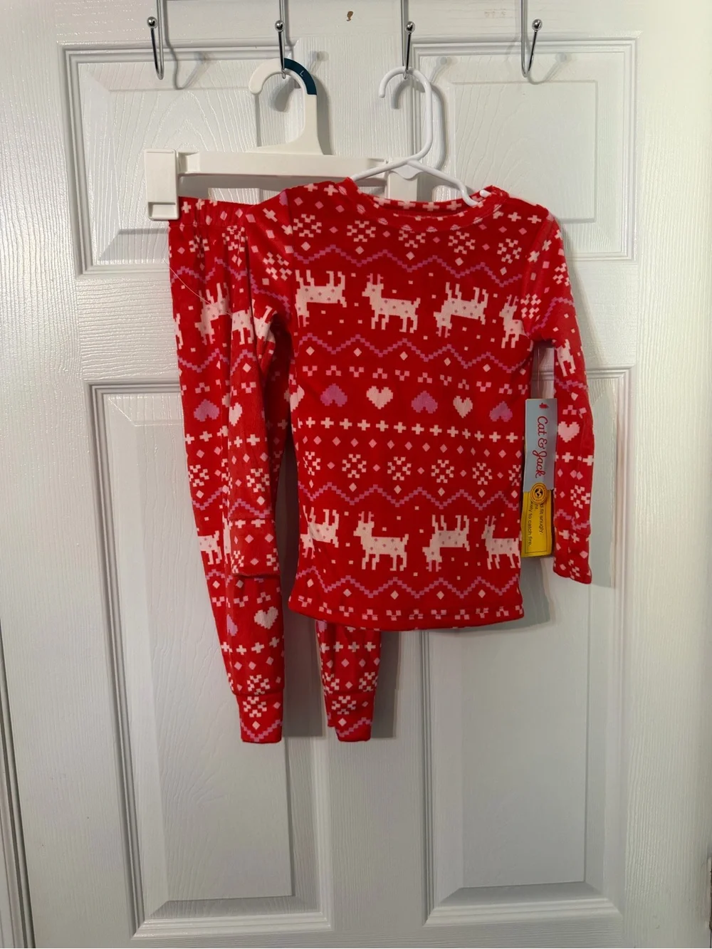 Cat & Jack Red and Pink Holiday Print Kids Pajama Set